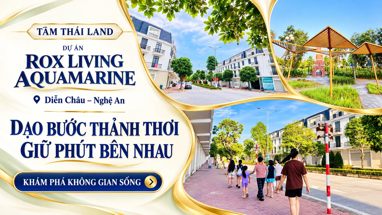 Dãy nhà, chòi nghỉ và nhóm người đi bộ tại Aquamarine.