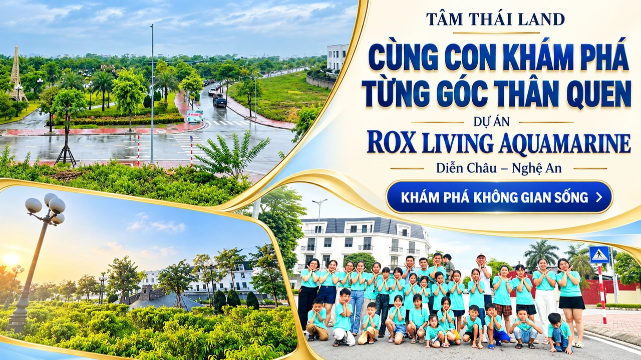 Đường nội khu, khoảng xanh và nhóm trẻ trong tư liệu Aquamarine.