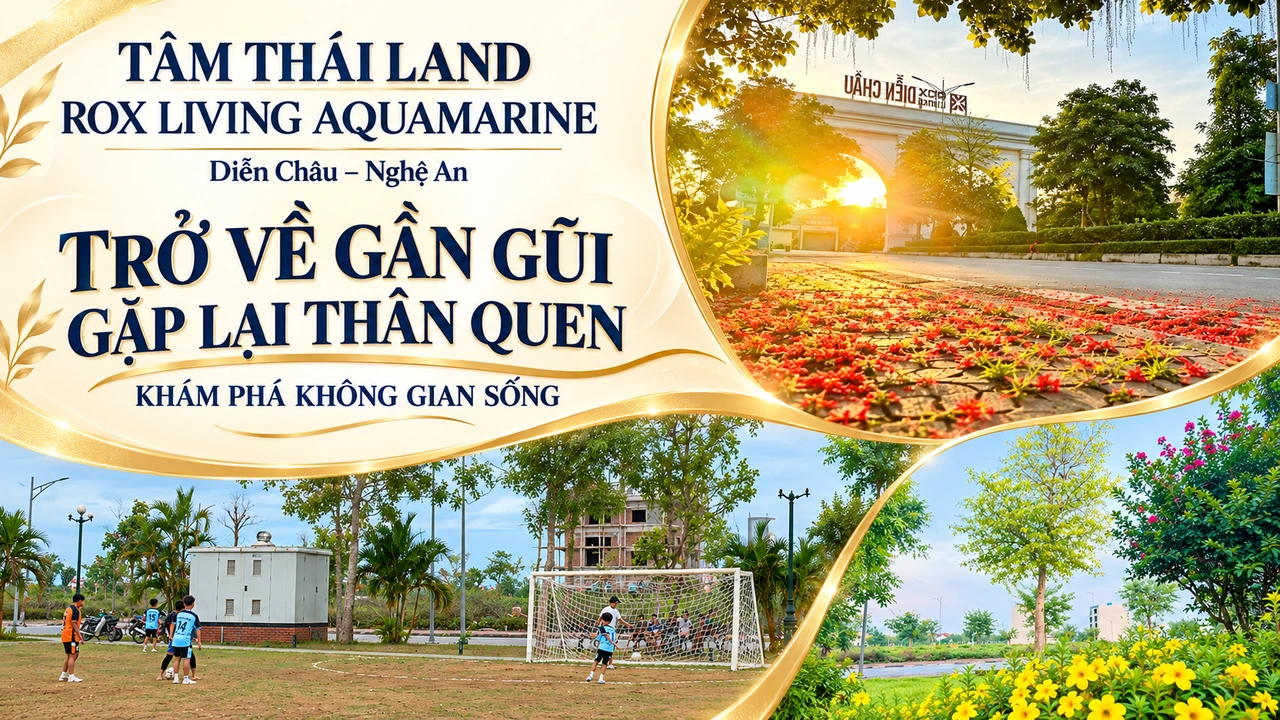 Thiết kế Aquamarine Diễn Châu, Nghệ An, ghép luống hoa, cổng và nhóm người chơi bóng