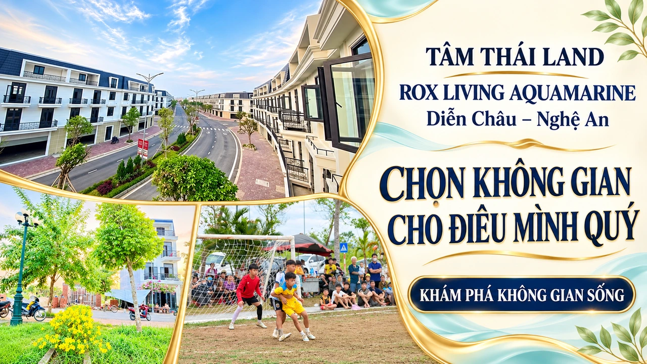 Thiết kế Aquamarine Diễn Châu, Nghệ An, ghép đường nội khu, hoa vàng và tư liệu bóng đá