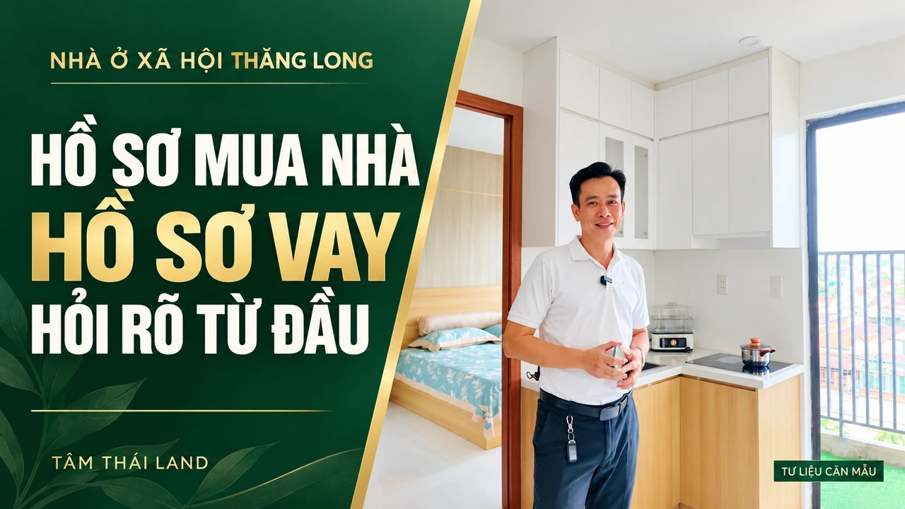 Hồ sơ mua nhà và hồ sơ vay: hỏi rõ từ đầu — người giới thiệu áo trắng trong khu bếp căn mẫu