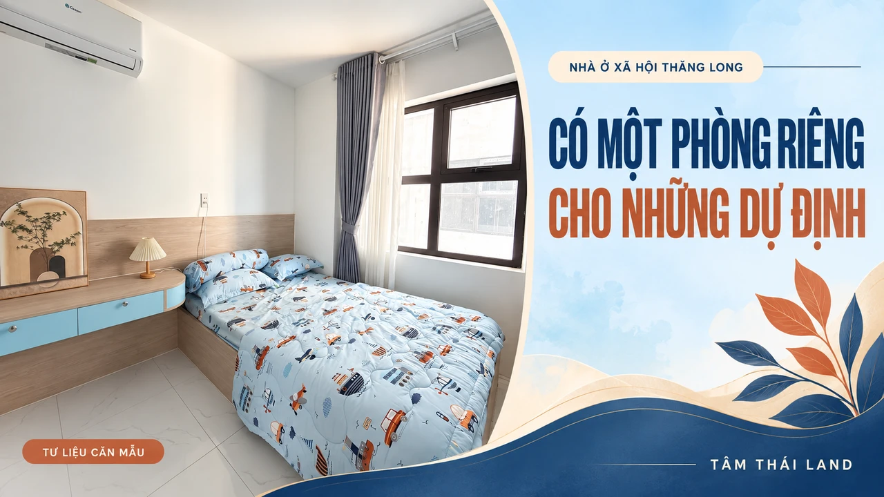 Không gian phòng riêng cho dự định gia đình — Giường, tủ và cửa sổ phòng ngủ căn mẫu Thăng Long