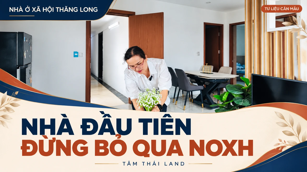 Nhà đầu tiên: đừng bỏ qua nhà ở xã hội — Không gian phòng khách, bàn ăn và người tại căn mẫu Thăng Long