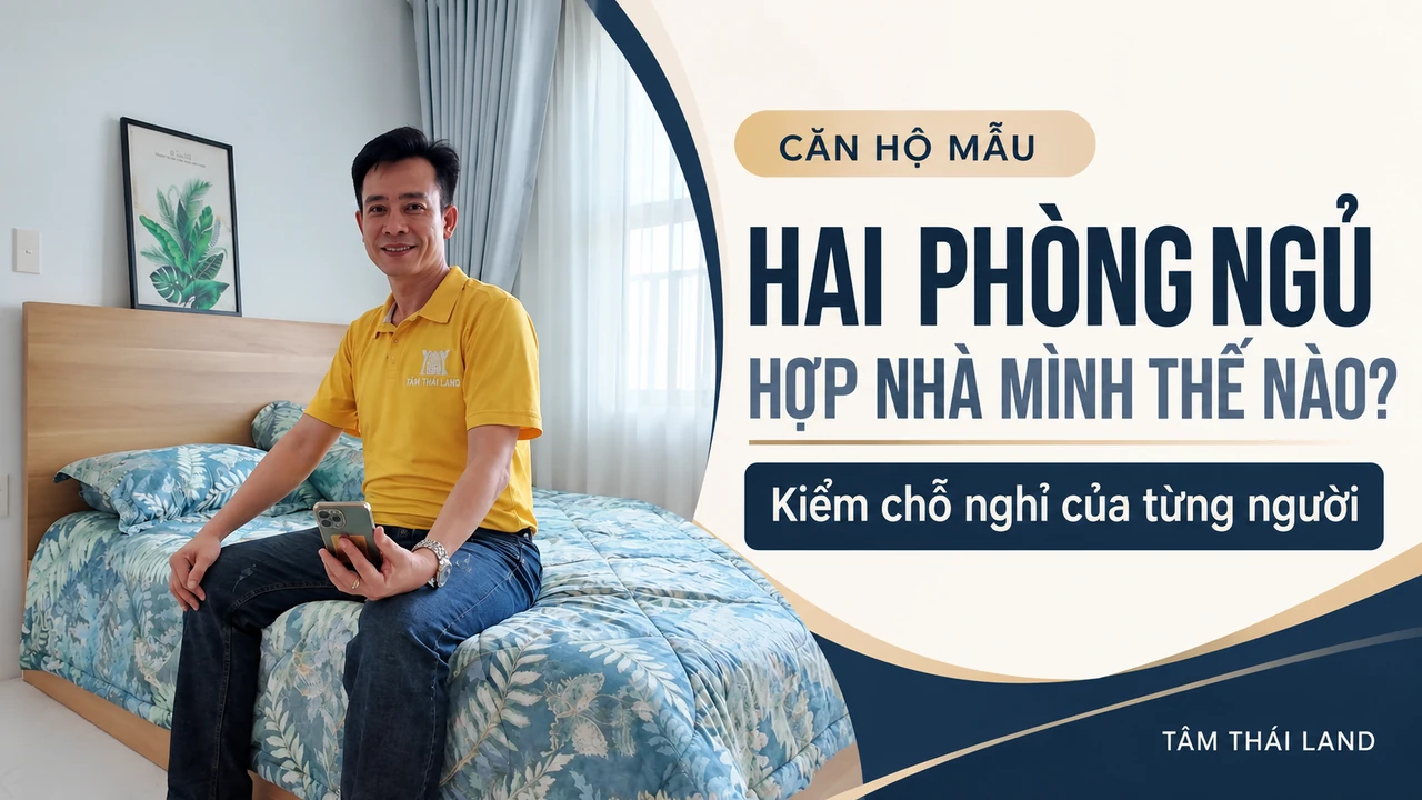 Người giới thiệu phòng ngủ căn mẫu Nhà ở xã hội Thăng Long để kiểm nhu cầu chỗ nghỉ