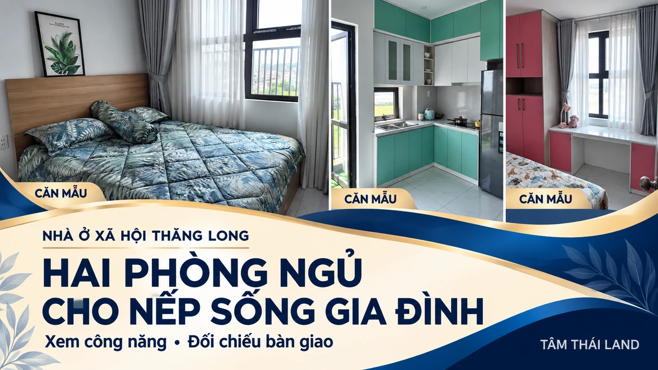 Ba bối cảnh phòng ngủ, bếp và góc bàn cạnh cửa sổ căn mẫu Thăng Long, cùng thông điệp hai phòng ngủ cho nếp sống gia đình