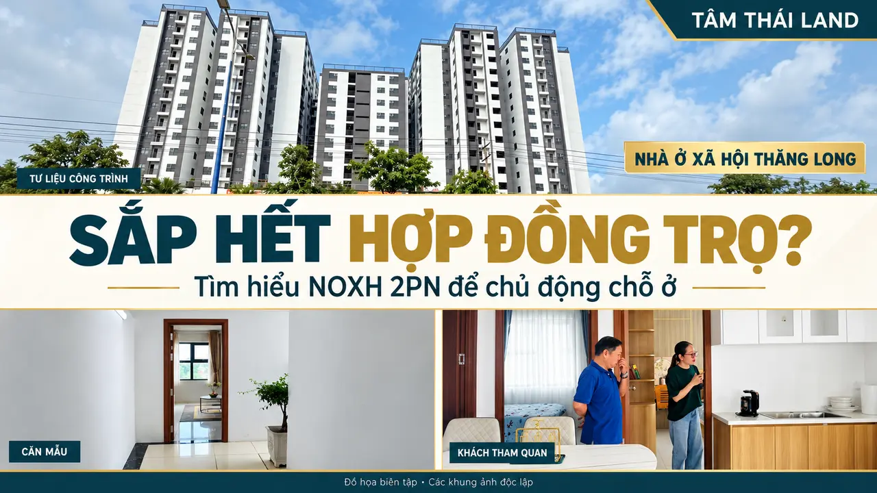 Tư liệu công trình Thăng Long, lối vào căn mẫu và hai khách tham quan trong ba khung độc lập