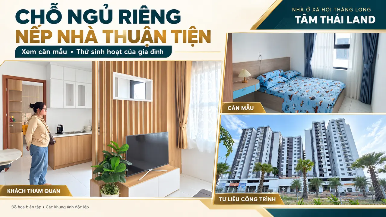 Khách xem khu sinh hoạt căn mẫu, chi tiết phòng ngủ và tư liệu công trình Nhà ở xã hội Thăng Long