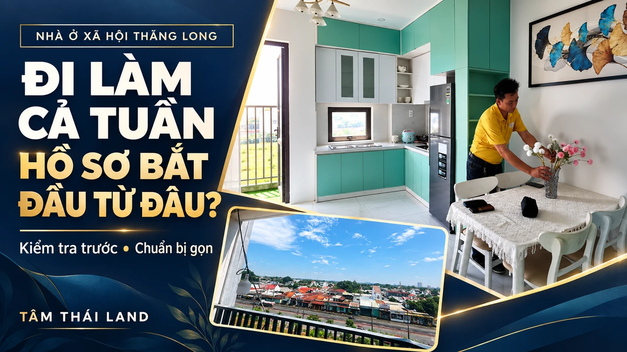 Đồ họa căn mẫu Nhà ở xã hội Thăng Long với thông điệp bắt đầu chuẩn bị hồ sơ cho người đi làm bận rộn