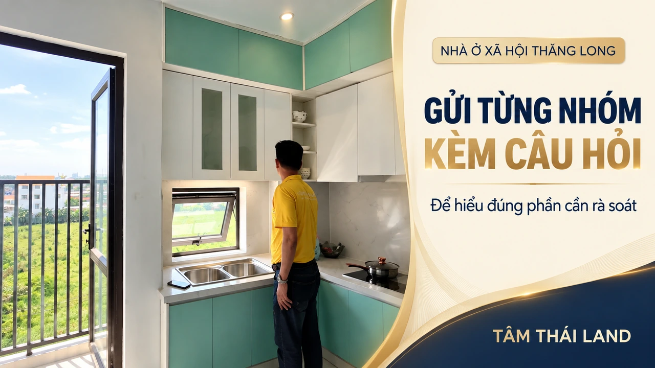 Đồ họa người tại khu bếp căn mẫu với lời nhắc gửi ảnh từng nhóm kèm câu hỏi cần rà soát
