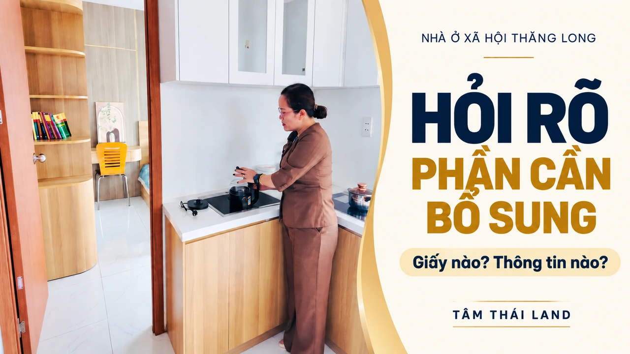 Đồ họa người tại bếp căn mẫu với câu hỏi phần hồ sơ cần bổ sung
