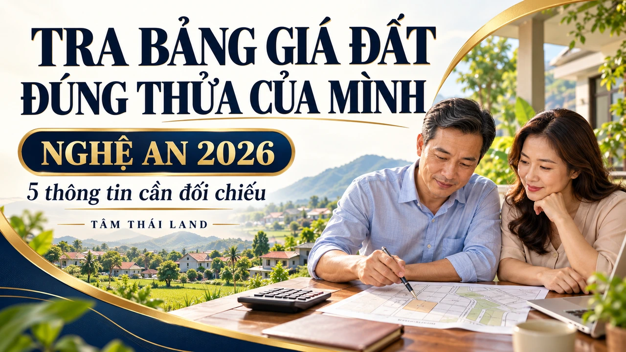 Ảnh minh họa gia đình đối chiếu sơ đồ thửa đất, chữ tra bảng giá đất đúng thửa của mình tại Nghệ An năm 2026