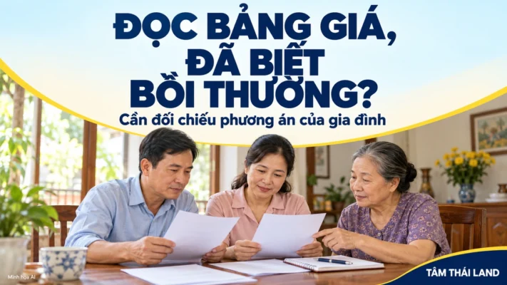 Minh họa gia đình cùng đọc hồ sơ để kiểm khoản bồi thường đất tại Nghệ An