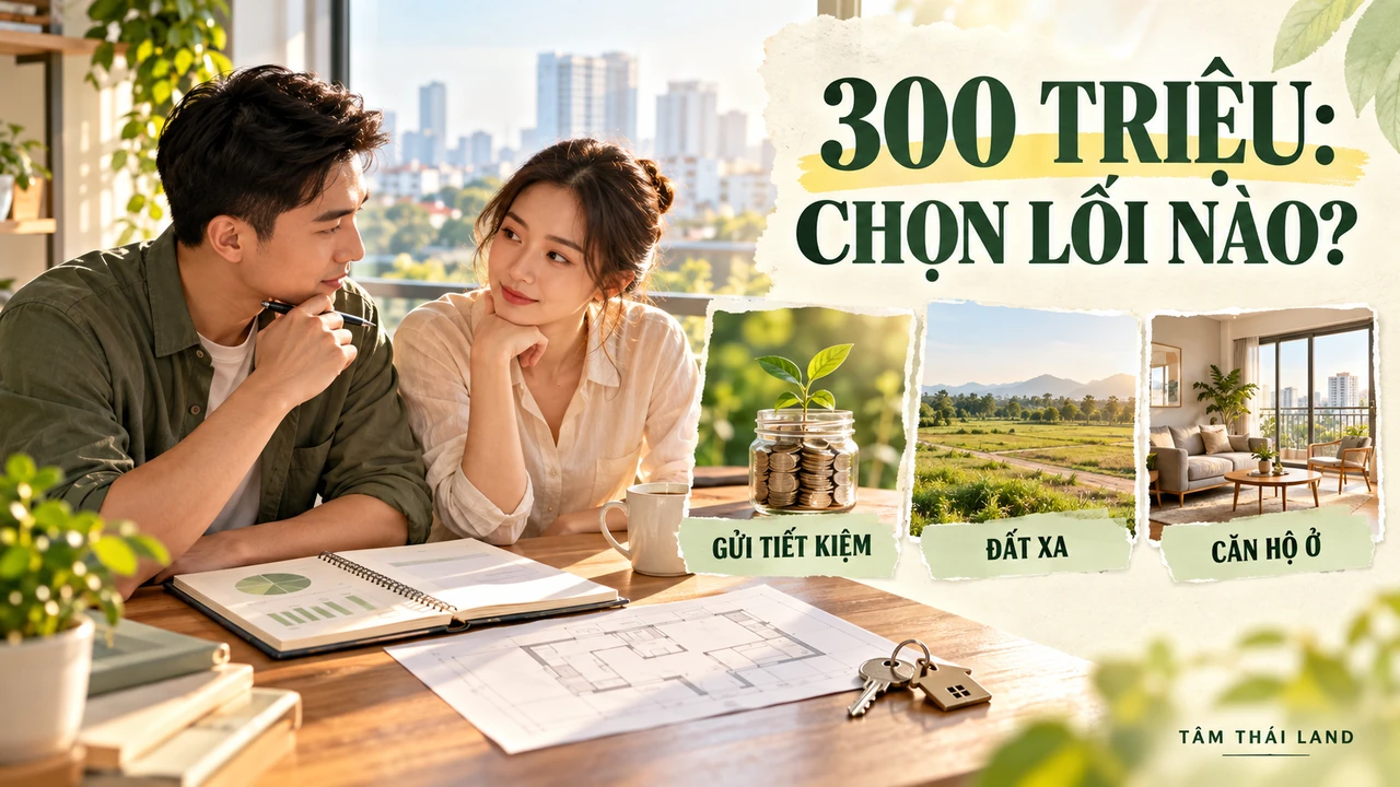 Vợ chồng trẻ cân nhắc gửi tiết kiệm, mua đất xa hoặc tìm căn hộ để ở với khoản vốn 300 triệu đồng