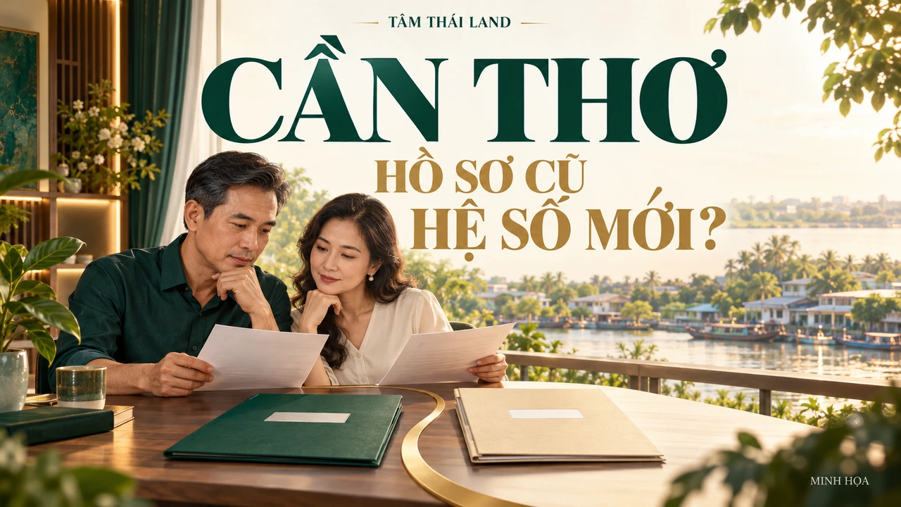 Minh họa gia đình đối chiếu hồ sơ đất với tiêu đề Cần Thơ hồ sơ cũ hệ số mới