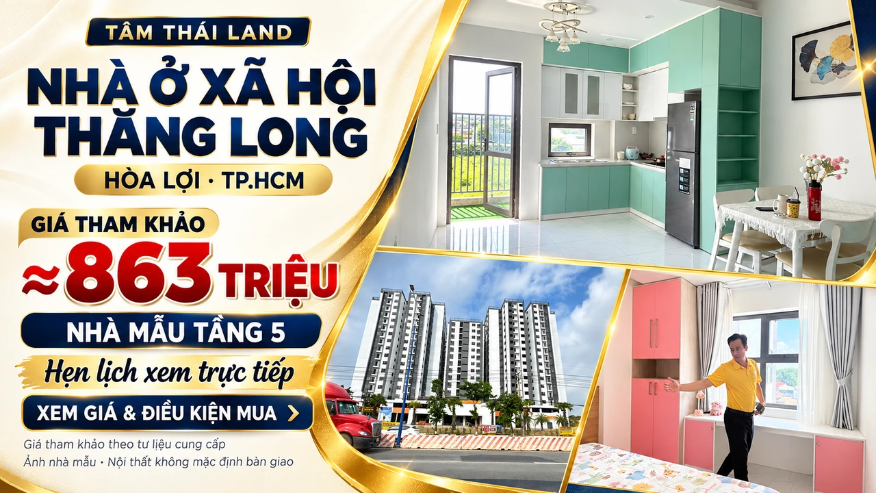 Tư liệu nhà ở xã hội Thăng Long tại Hòa Lợi, TP.HCM: căn hộ mẫu, công trình và buổi xem nhà