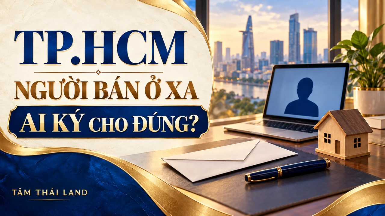 Minh họa AI bàn làm việc với máy tính cuộc gọi từ xa, bút, phong bì và mô hình nhà cho giao dịch TP.HCM