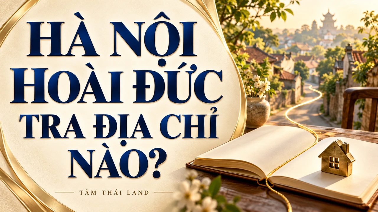 Minh họa cuốn sổ mở và vật chặn giấy hình nhà, chữ Hà Nội Hoài Đức tra địa chỉ nào.