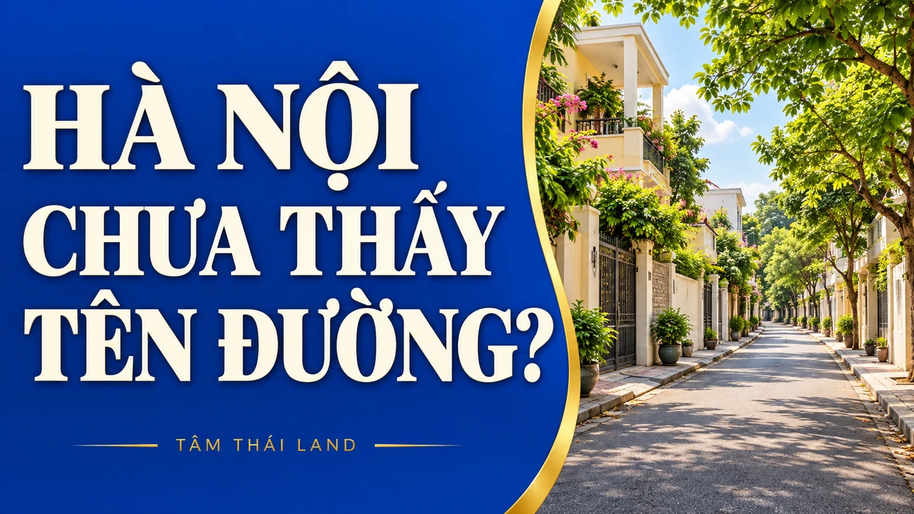 Minh họa AI con phố yên tĩnh bên câu hỏi Hà Nội chưa thấy tên đường.