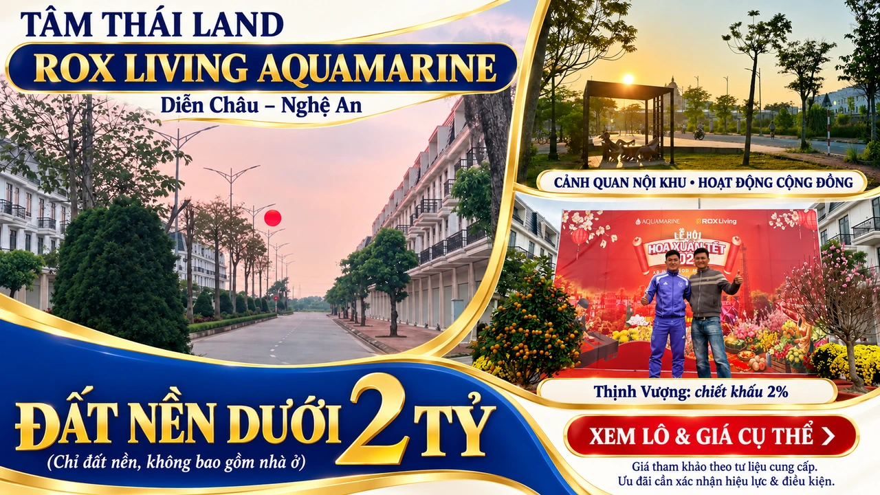 Thiết kế Aquamarine với đường nội khu, chòi nghỉ và khoảnh khắc gặp gỡ; đất nền dưới 2 tỷ không gồm nhà ở.