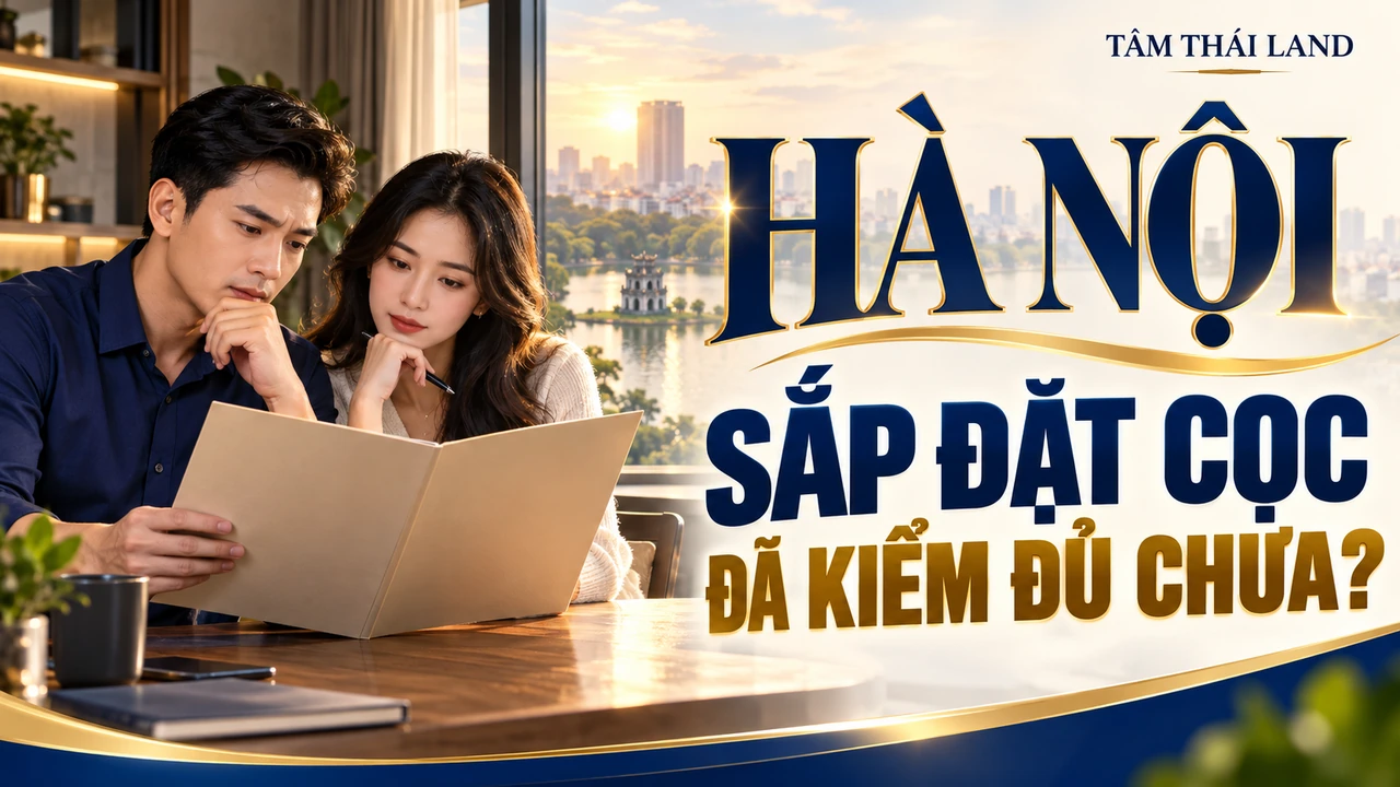 Đặt cọc nhà đất Hà Nội: Kiểm giấy tờ trước khi ký; minh họa AI, không phải giao dịch hay hồ sơ thực tế.
