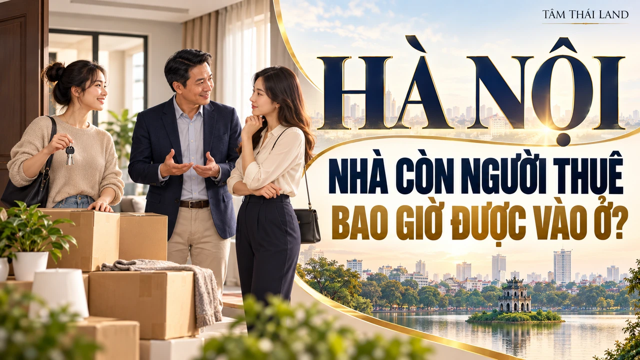Mua nhà đang cho thuê Hà Nội: Kiểm quyền và ngày giao nhà; minh họa AI, không phải giao dịch hay hồ sơ thực tế.