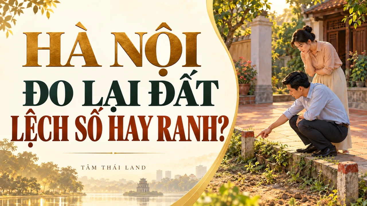 Minh họa AI cho Đất Hà Nội đo lại lệch diện tích: Cách đối chiếu ranh; không phải hồ sơ hoặc nhân vật thật.