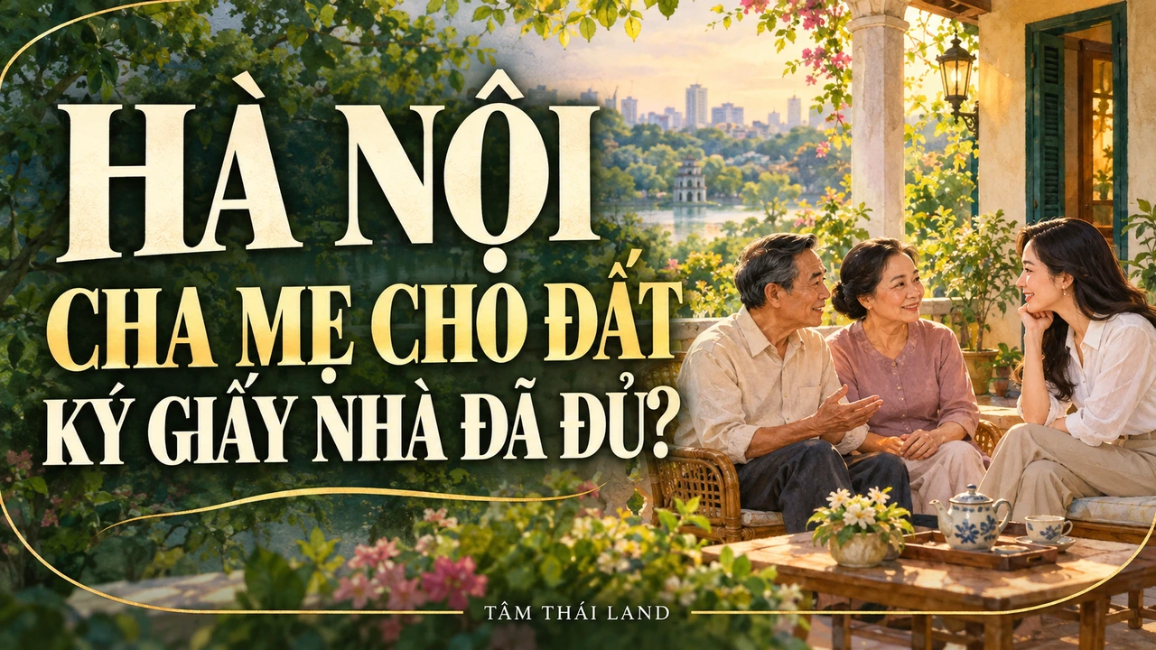 Minh họa AI cho Tặng cho đất Hà Nội: Ai ký, cần hồ sơ gì để sang tên; không phải hồ sơ hoặc nhân vật thật.