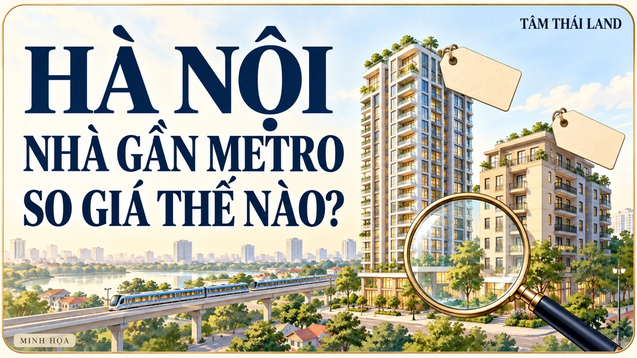 Minh họa biên tập Hà Nội: Hai căn cùng được chào “gần metro”, vì sao giá khác xa?