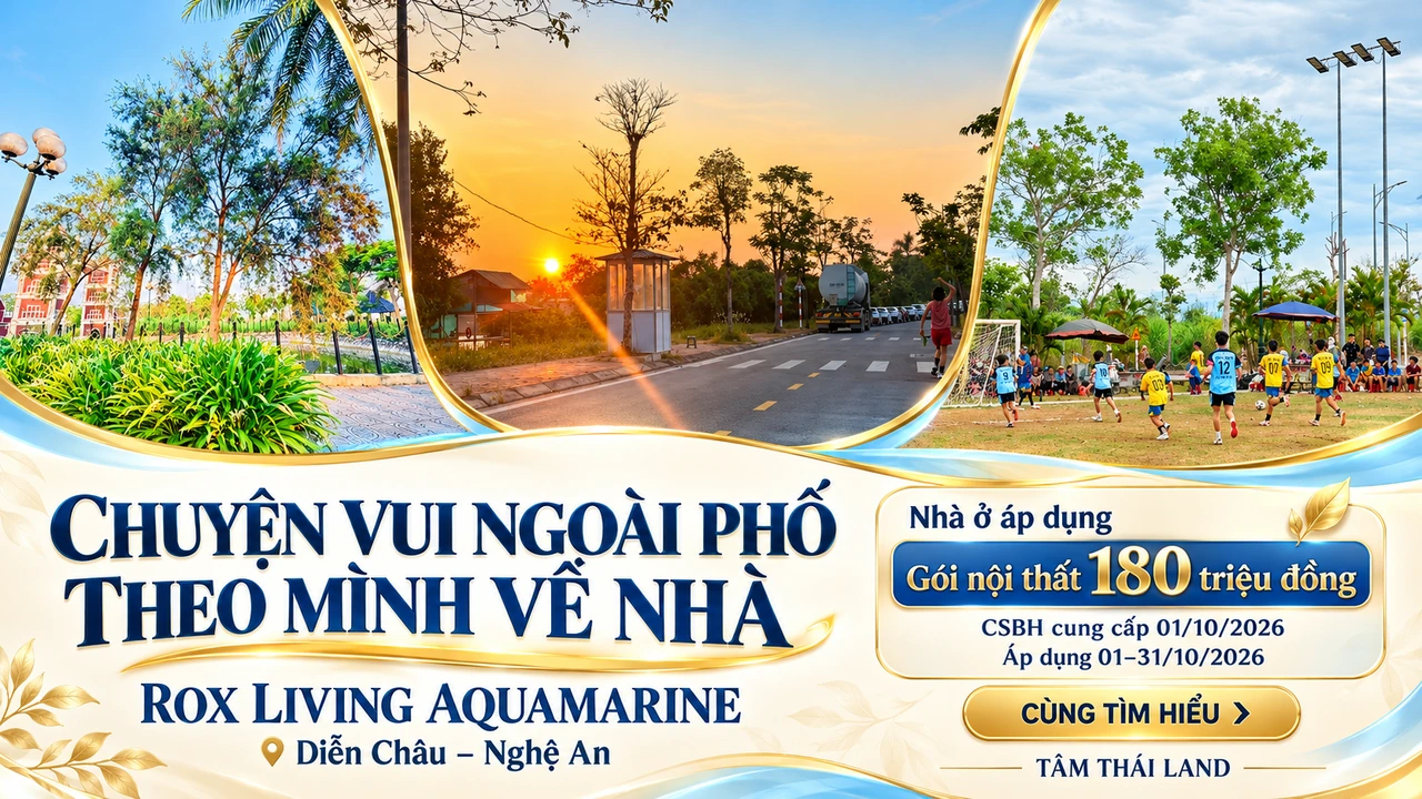 Không gian cây xanh đường nội khu và hoạt động cộng đồng ROX Living Aquamarine Diễn Châu Nghệ An