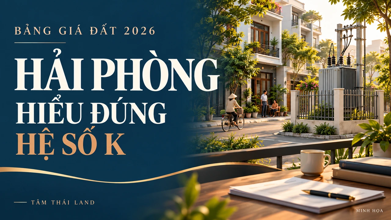 Minh họa nhà ở và trạm điện bên tuyến phố, với tiêu đề Hải Phòng hiểu đúng hệ số K