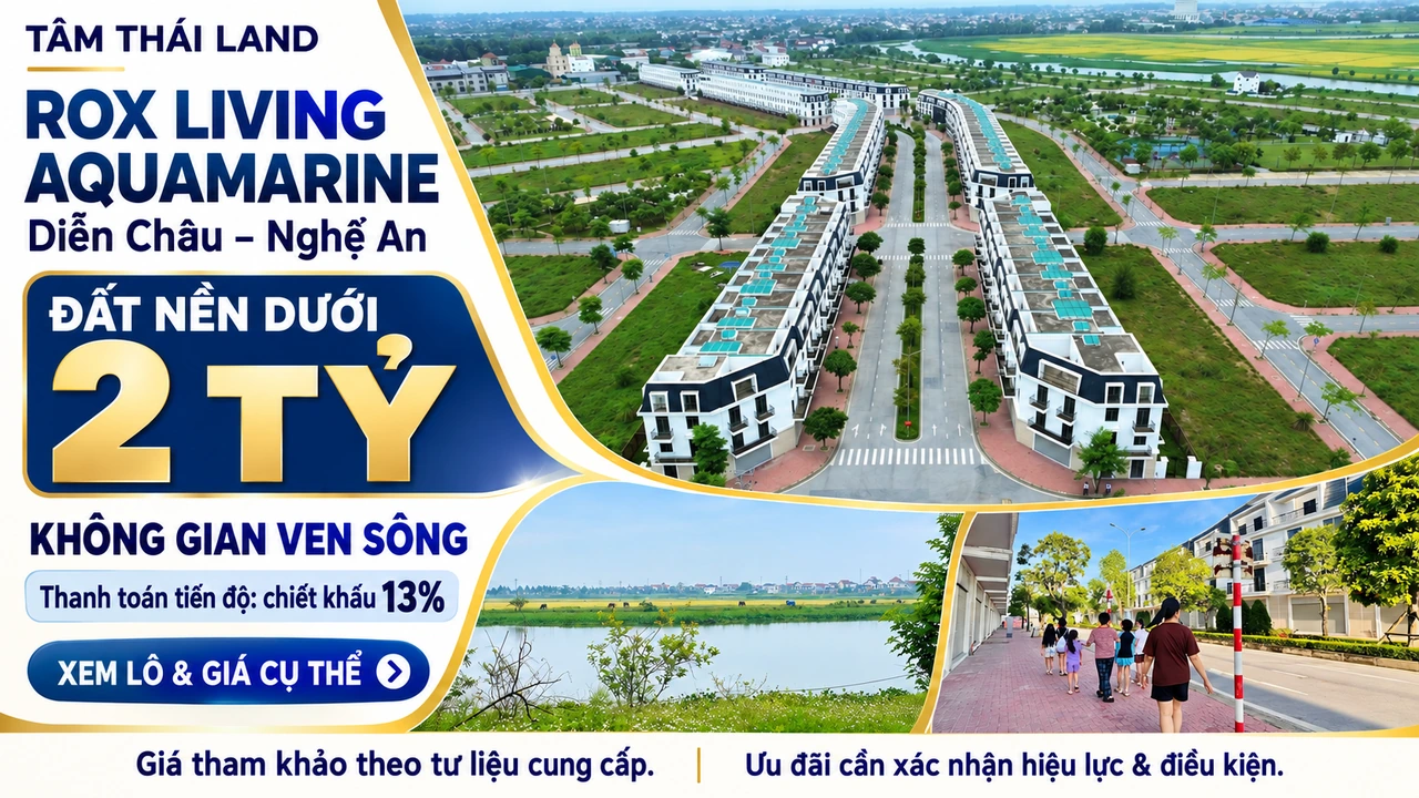 Tư liệu ROX Living Aquamarine Diễn Châu, Nghệ An: tổng thể dự án và không gian ven sông