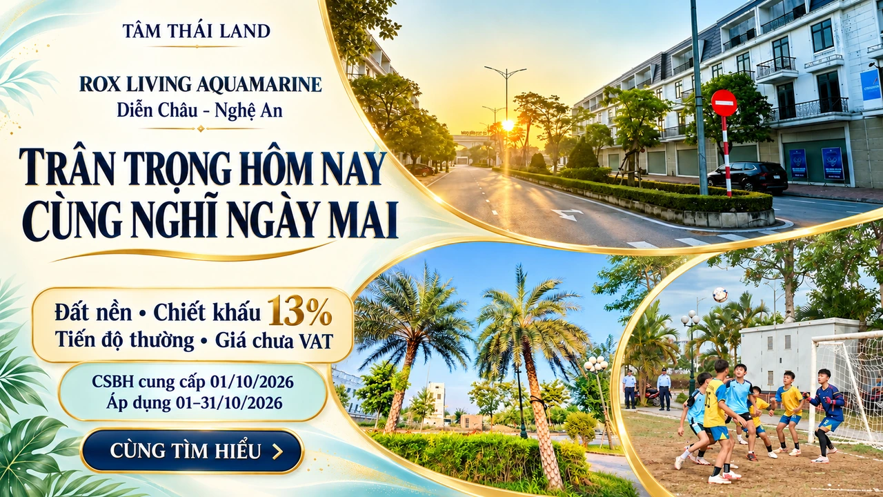 ROX Living Aquamarine Diễn Châu, Nghệ An: tuyến phố, cảnh quan và hoạt động ngoài trời