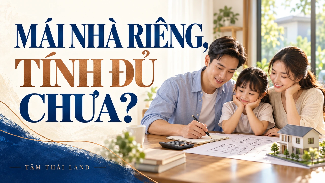 Minh họa gia đình lập ngân sách cho mái nhà riêng với sổ ghi chép và mô hình nhà
