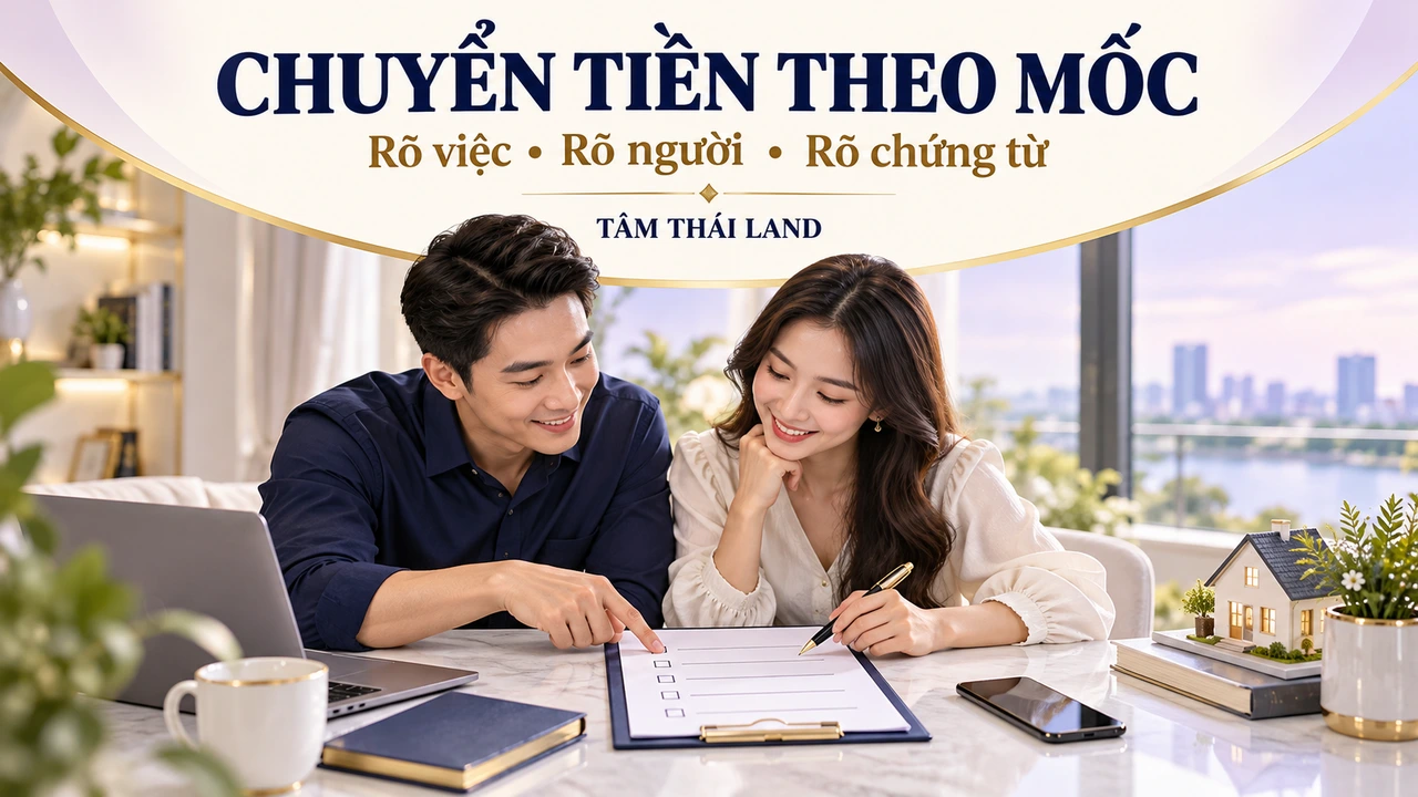Minh họa vợ chồng cùng lập danh sách các mốc thanh toán mua nhà