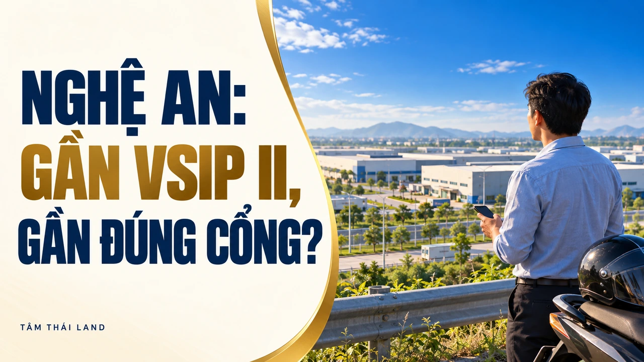 Người đi làm xem điện thoại và câu hỏi gần VSIP II Nghệ An có gần đúng cổng nơi làm việc.