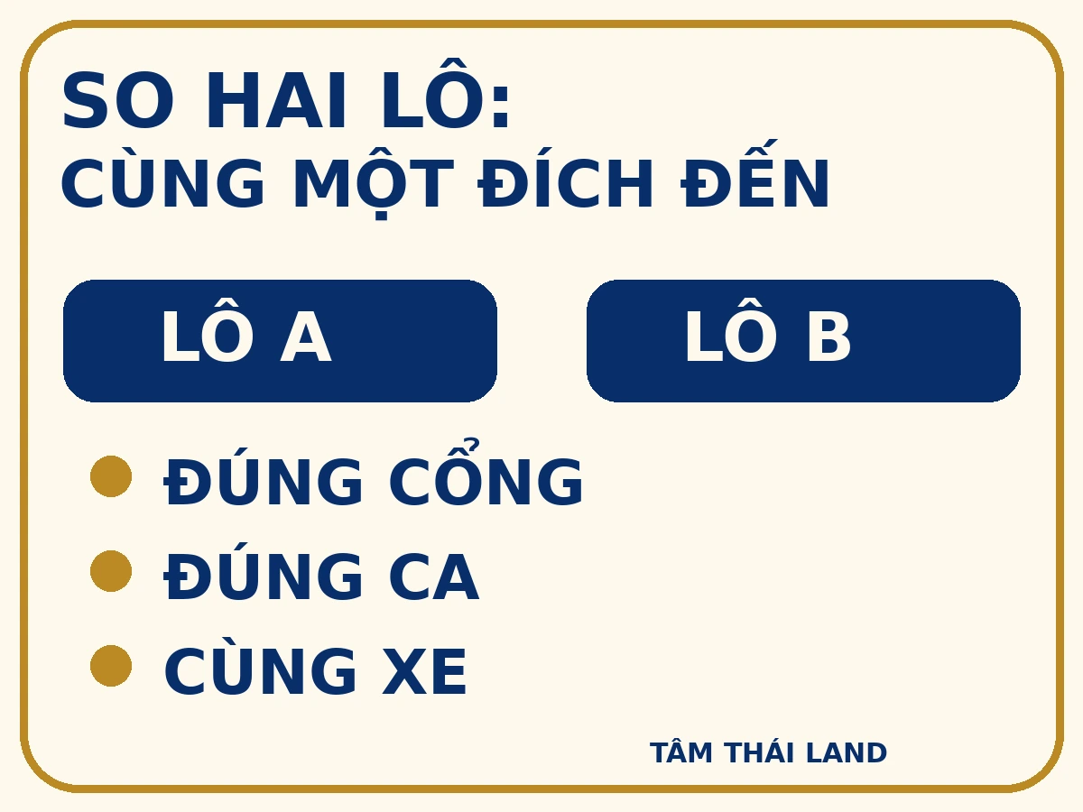 Hai lô A và B được so theo cùng cổng nơi làm việc, đúng ca và cùng phương tiện.