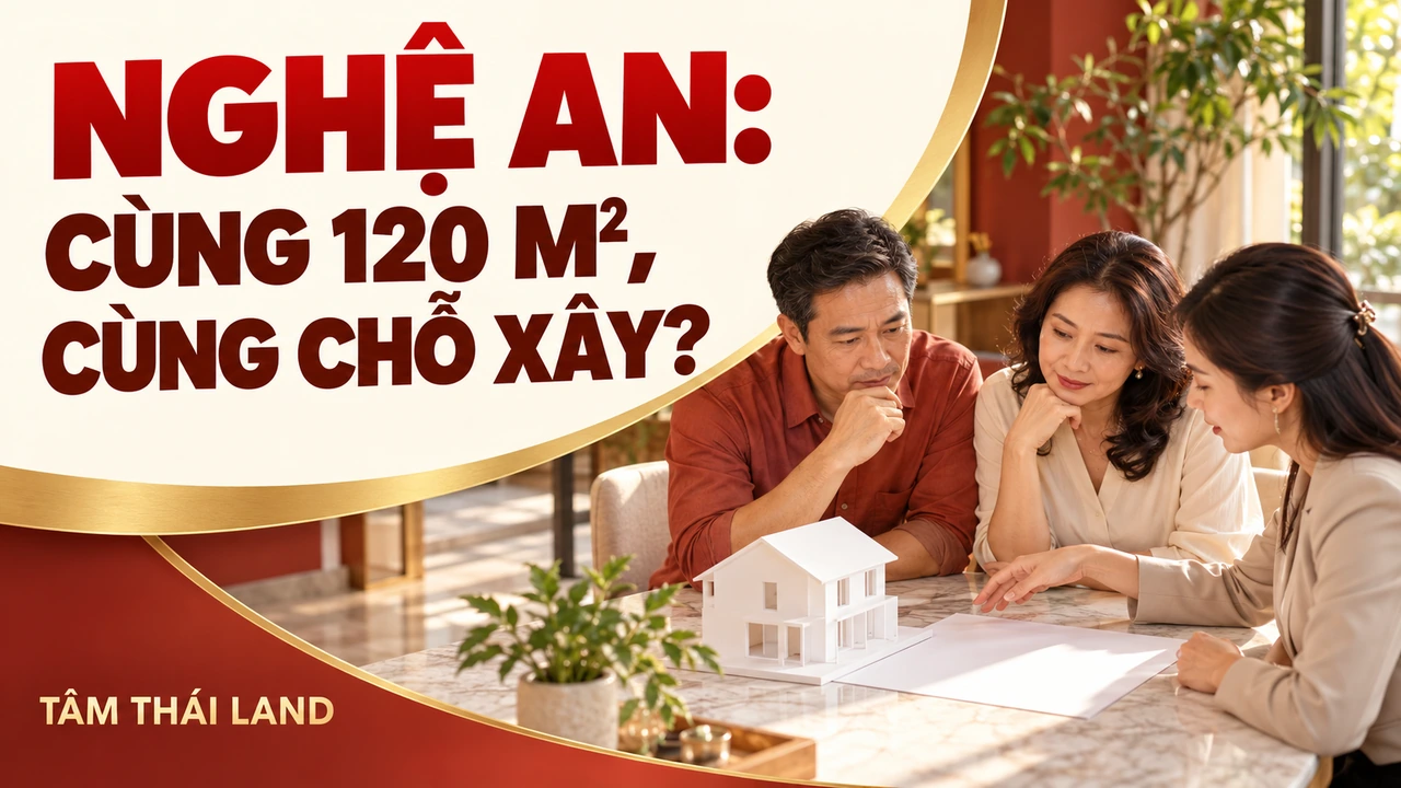 Gia đình trao đổi phương án nhà và câu hỏi cùng 120 m² đất ở Nghệ An có cùng phần được xây không.