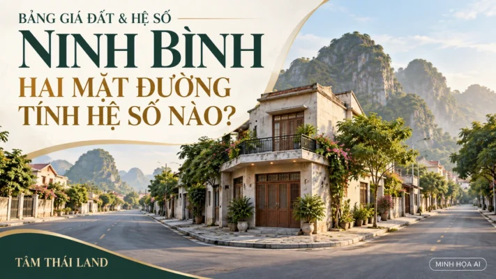 Minh họa AI nhà góc hai mặt đường cho bài hệ số K Ninh Bình 2026.
