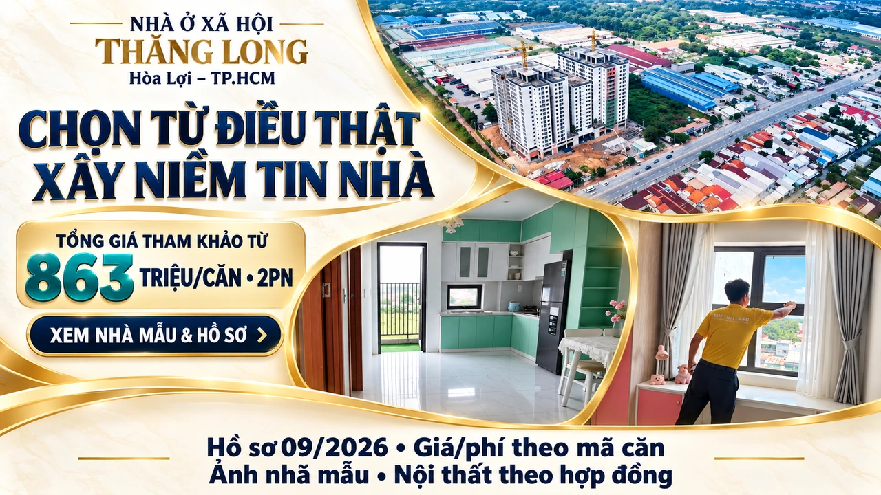Tư liệu Nhà ở xã hội Thăng Long tại Hòa Lợi, TP.HCM: công trình, căn mẫu và buổi xem nhà
