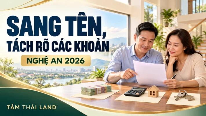 Minh họa gia đình xem bảng dự trù, máy tính và các khoản tiền riêng trước sang tên nhà đất tại Nghệ An