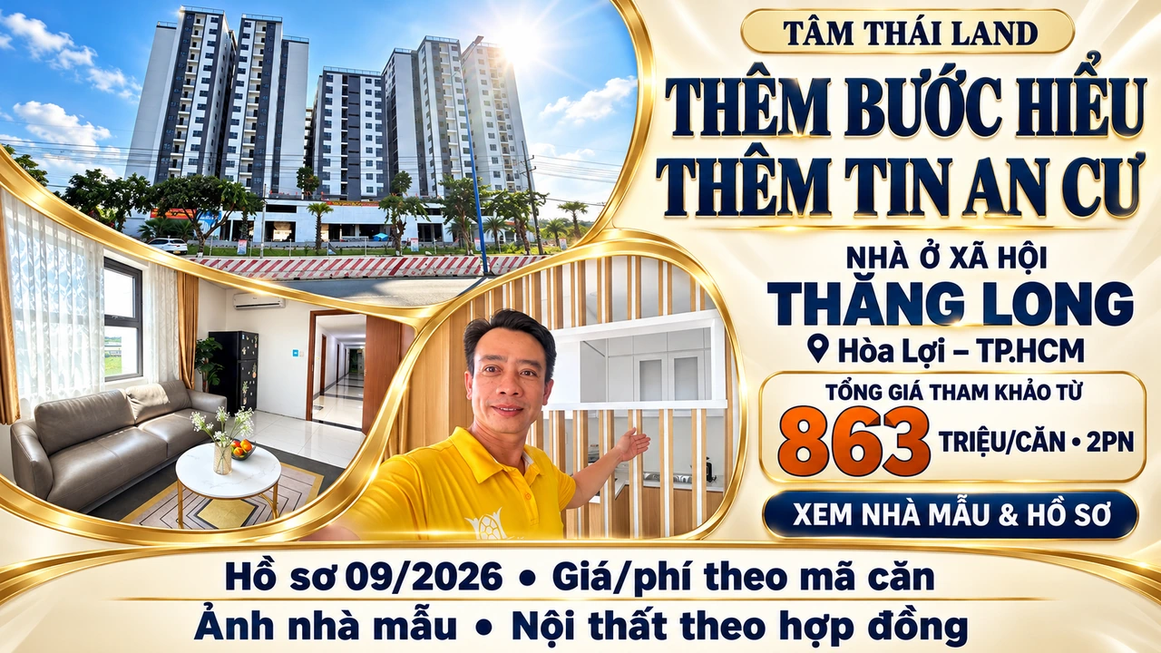 Thiết kế Nhà ở xã hội Thăng Long tại Hòa Lợi, TP.HCM, có hình căn mẫu