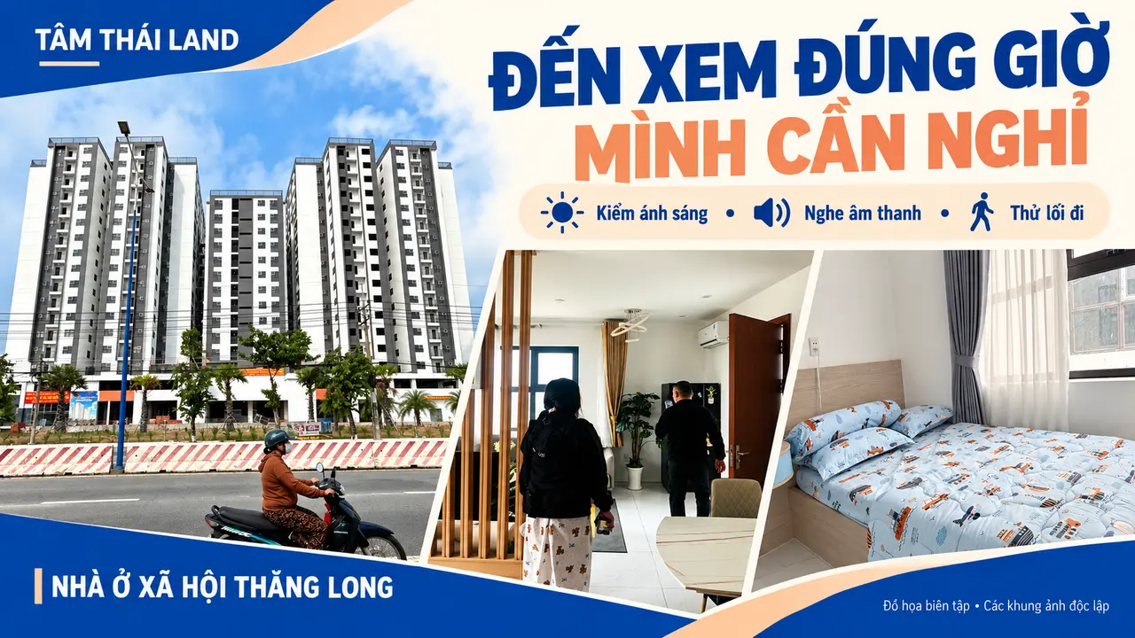 Công trình Nhà ở xã hội Thăng Long, khách xem căn từ phía sau và chi tiết phòng ngủ